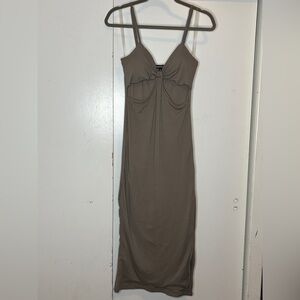 Justify Strapless Dress in Khaki